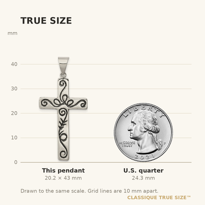 Sterling Silver Latin Cross Pendant, 43 x 20mm