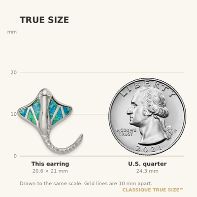 Sterling Silver Rhodium-plated Created Blue Opal Stingray Post Earrings
