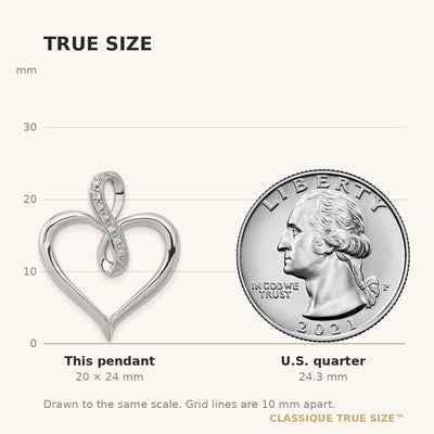 14K White Gold 1/. Diamond Heart and Infinity Pendant