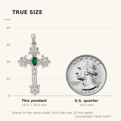 14K White Gold Oval Mount St. Helens cross pendant