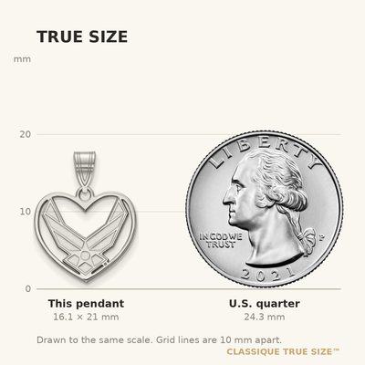 Sterling Silver Rhodium-plated LogoArt U.S. Air Force Heart Pendant