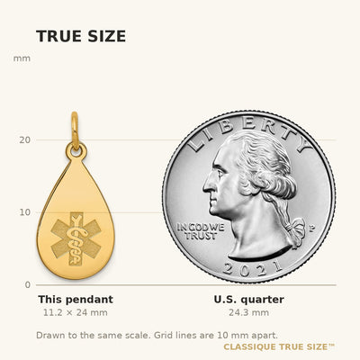 14K 20x11.5mm Teardrop Non-enameled Medical Jewelry Pendant