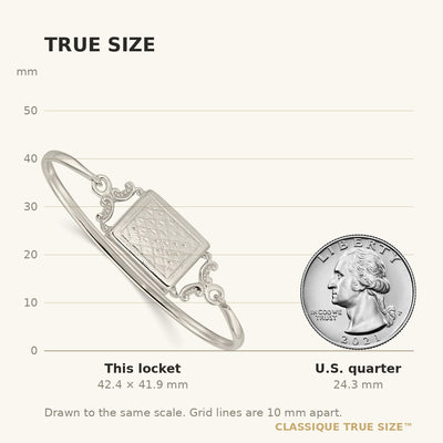 Sterling Silver Polished Rectangular Locket Bangle
