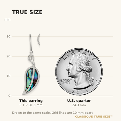 Sterling Silver RH-plated Abalone Leaf Shephard Hook Earrings