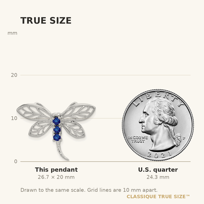 Sterling Silver Rhodium Sapphire Dragonfly Pendant