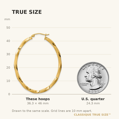 Sterling Silver Gold-plated Twisted Oval Hoop Earrings