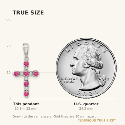 14K White Gold Pink Tourmaline and Diamond Cross Pendant