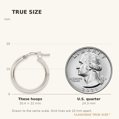 Sterling Silver Polished Round Hoop Earrings, 22 x 20mm