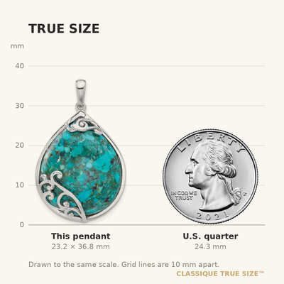 Sterling Silver Rhodium-plated Reconstituted Turquoise Teardrop Pendant