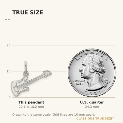 Sterling Silver Rhodium-plated Electric Guitar Charm Pendant