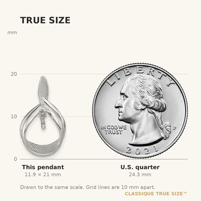14K White Gold Pearl Pendant Mounting, 21 x 12mm