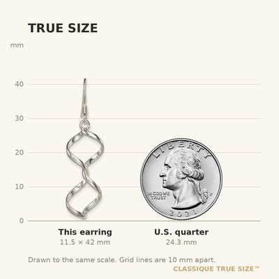 Sterling Silver Polished Fancy Twisted Dangle Earrings, 42 x 8mm