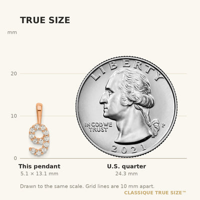 14K Rose Gold Diamond Number 9 Pendant
