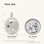 Sterling Silver/Rhod-plated 2 Birthstone with 14k Bezel Family Pendant view 4
