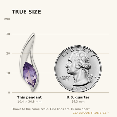 Sterling Silver Rhodium-plated Polished Marquise Amethyst Drop Chain Slide Pendant