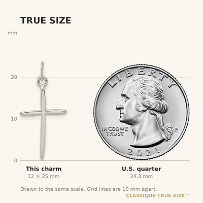 Sterling Silver Passion Cross Charm, 25 x 12mm