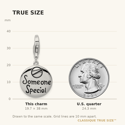 Amore La Vita Sterling Silver Rhodium-plated Polished SOMEONE SPECIAL Round Charm with Fancy Lobster Clasp