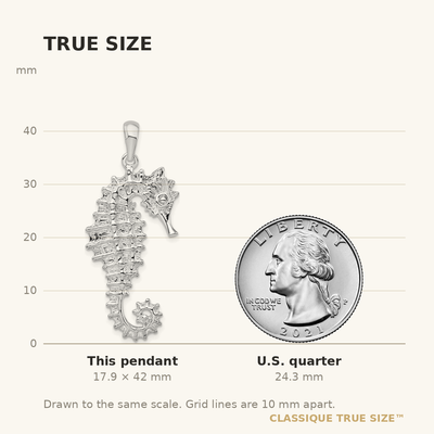 De-Ani Sterling Silver Rhodium-Plated Polished Textured 3D Seahorse Pendant