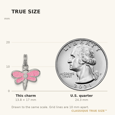 Sterling Silver Rhodium-platedGlitter Enamel Dragonfly Charm
