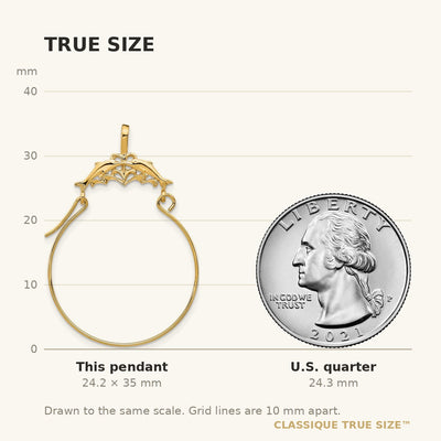 14K Double Dolphins Charm Holder Pendant