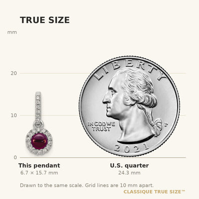 14K White Gold Diamond and Cabochon .47 Rhodolite Garnet Pendant