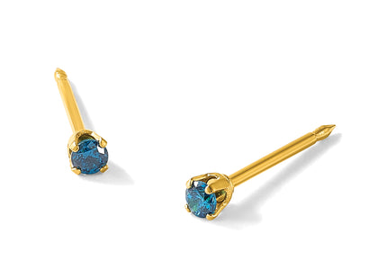 Inverness Stainless Steel 24k Gold-plated Blue CZ Stud Post Piercing Earrings