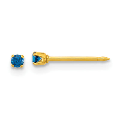 Inverness Stainless Steel 24K Gold-plated Blue CZ Stud Post Piercing Earrings