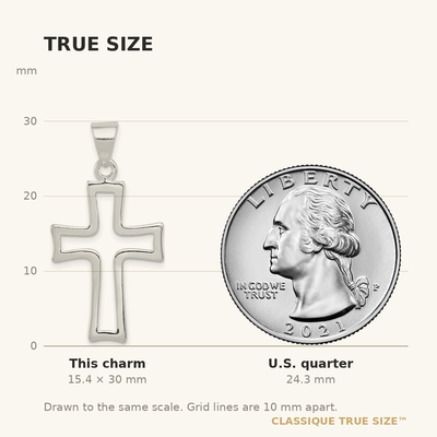 Sterling Silver Cross Charm, 30 x 19mm