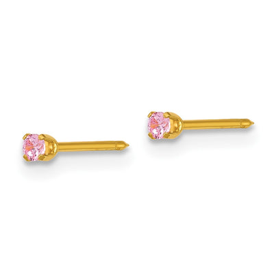 Inverness Stainless Steel 24K Gold-plated Pink CZ Stud Post Piercing Earrings