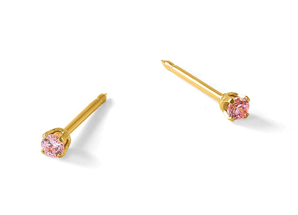 Inverness Stainless Steel 24k Gold-plated Pink CZ Stud Post Piercing Earrings