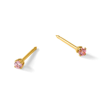 Inverness Stainless Steel 24K Gold-plated Pink CZ Stud Post Piercing Earrings