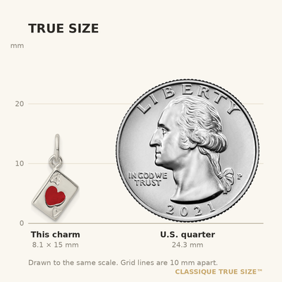 Sterling Silver Enameled Ace Of Hearts Card Charm