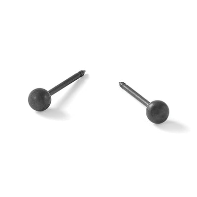 Inverness Stainless Steel Oxidized Ball Piercing Earrings