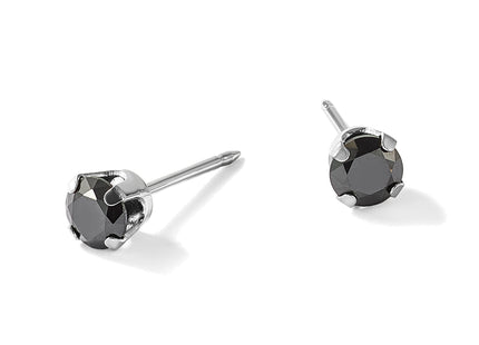 Inverness 14k White Gold Polished Black CZ Stud Post Piercing Earrings