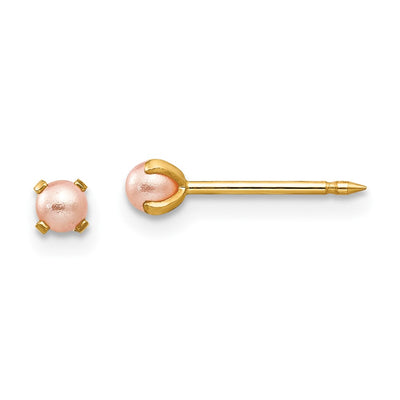 Inverness 14K Pink Simulated Pearl Post Earrings