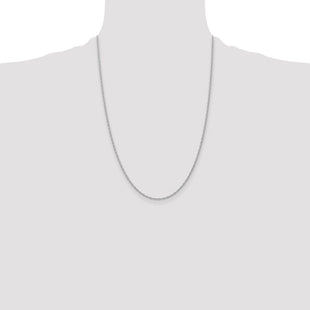 14K White Gold Carded . Cable Rope with Spring Ring Clasp Chain (Style 10RW-24)