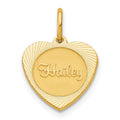 10K Small Yellow Gold Small Heart Disc Name Charm