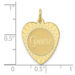 10K Small Yellow Gold Heart Disc Name Charm view