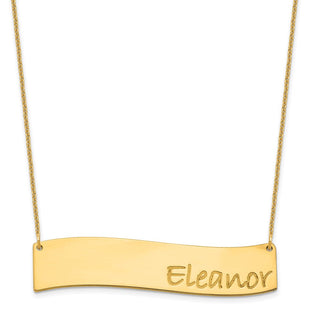 10k Yellow Gold Medium BRADLEY HAND Curved Bar Necklace (Style 10XNA1072Y)