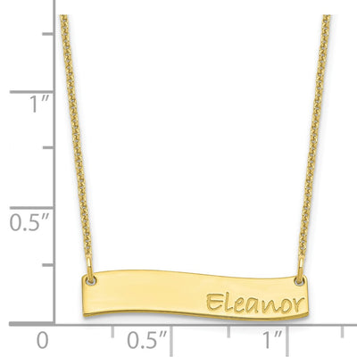 10K Yellow Gold Small BRADLEY HAND Curved Bar Necklace