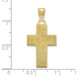 10K Yellow Gold Large Cross Fingerprint Pendant view