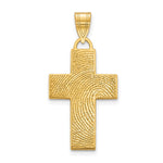 10K Yellow Gold Large Cross Fingerprint Pendant view