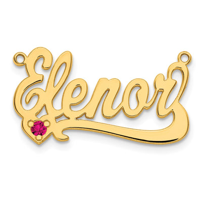 10K Yellow Gold Birthstone Heart Name Plate