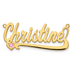 10k Yellow Gold Birthstone Heart Name Plate view 4
