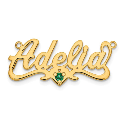 10K Yellow Gold Birthstone Heart Name Plate