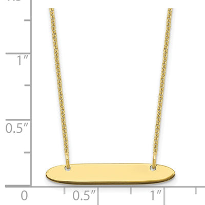 10K Yellow Gold Small Oblong Blank Bar Necklace