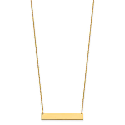 10K Yellow Gold Medium Blank Bar Necklace, 18 x 32mm