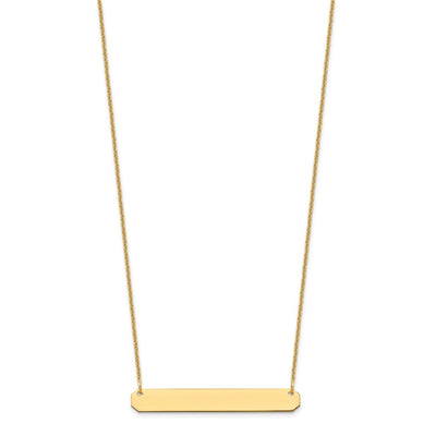 10K Yellow Gold Medium Blank Bar Necklace, 18 x 40mm