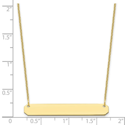 10K Yellow Gold Medium Blank Bar Necklace, 18 x 40mm