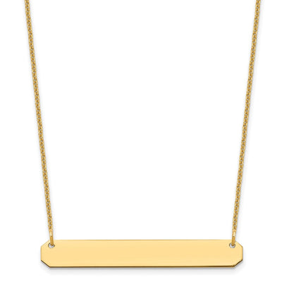10K Yellow Gold Medium Blank Bar Necklace, 18 x 40mm
